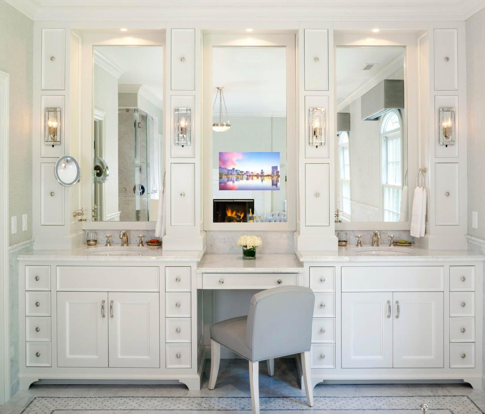 Woman walking into a luxury home 